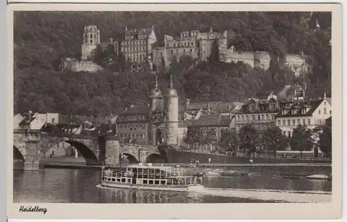 (6302) Foto AK Heidelberg, Schloss, alte Brücke 1937