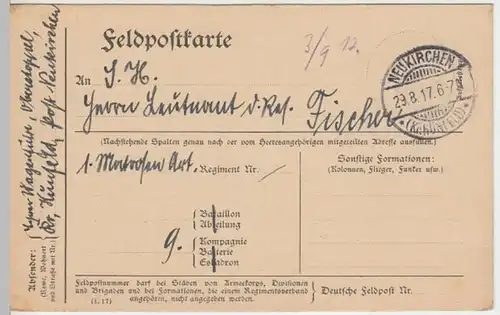 (6283) Feldpostkarte, Matrosen Art. Reg. 1, 9. Komp. 1917