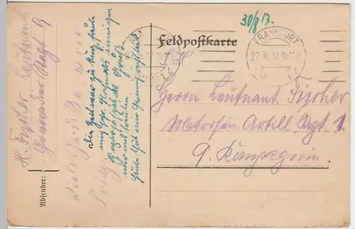 (6251) Feldpostkarte, Grenadier Regiment 9, 1917