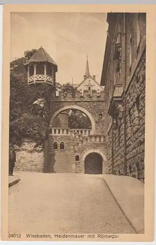 (6242) AK Wiesbaden, Heidenmauer, Römertor 1919