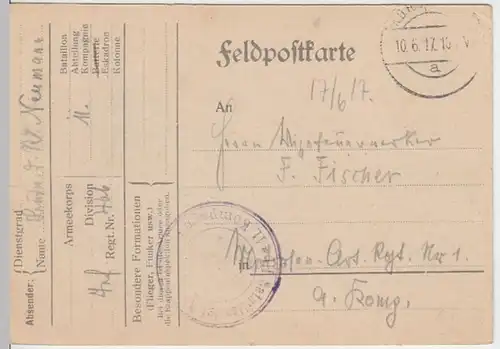 (6225) Feldpostkarte, 3. Bataillon Inf. Reg. 466, 11. Komp., 1917
