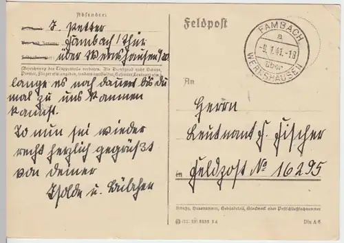 (6203) Feldpostkarte, Feldpost Nr. 16295, 1941