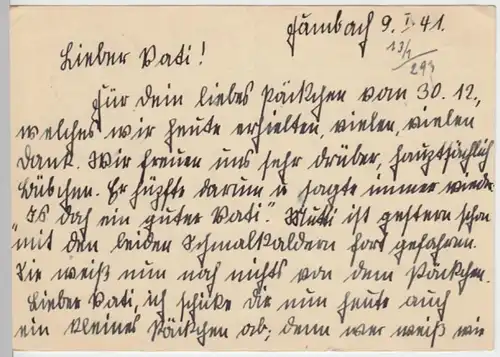 (6203) Feldpostkarte, Feldpost Nr. 16295, 1941