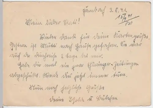 (6193) Feldpostkarte, Feldpost Nr. 16295, 1941