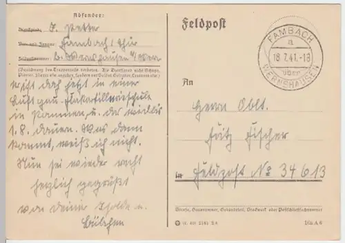 (6188) Feldpostkarte, Feldpost Nr. 34613, 1941