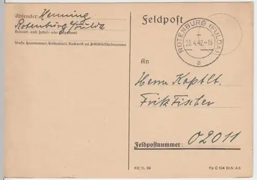 (6179) Feldpostkarte, Feldpost Nr. M 02011, 1942