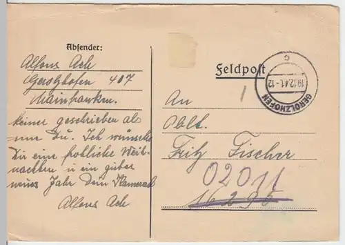(6172) Feldpostkarte, Feldpost Nr. M 02011, 1941
