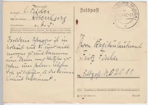 (6169) Feldpostkarte, Feldpost Nr. M 02011, 1942