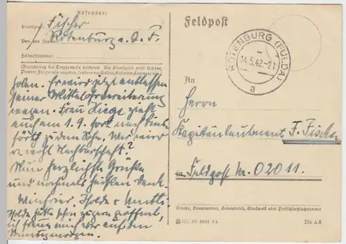 (6166) Feldpostkarte, Feldpost Nr. M 02011, 1942