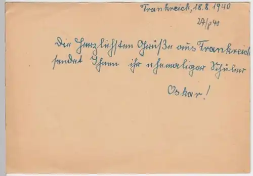 (6157) Feldpostkarte, geschr. in Rotenburg a.Fulda 1940