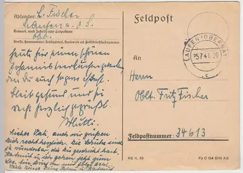 (6137) Feldpostkarte, Feldpost Nr. 34613, 1941
