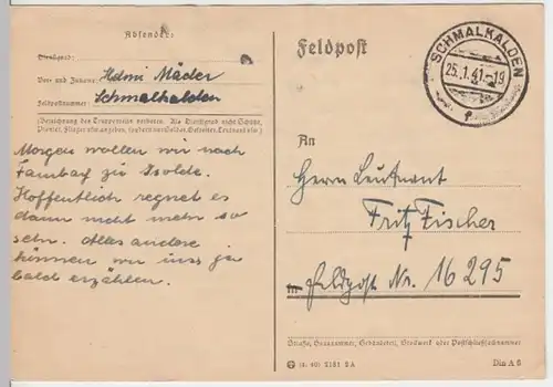 (6136) Feldpostkarte, Feldpost Nr. 16295, 1941