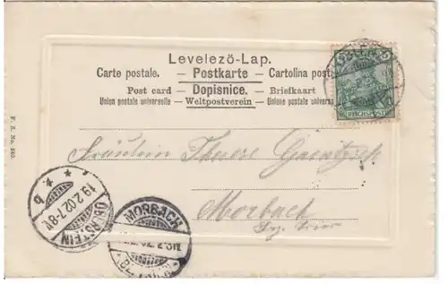 (3292) AK Stadt, Fluss, Berge, Stempel Koblenz 1902