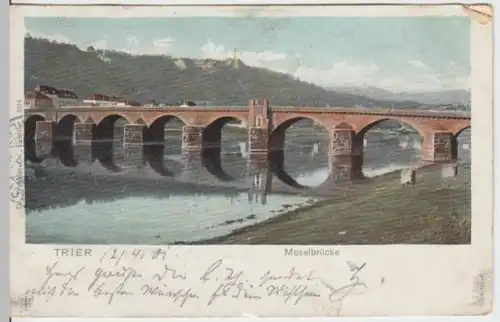 (3291) AK Trier, Moselbrücke 1901