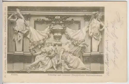 (3282) AK Schloss Herrenchiemsee, Treppenhaus, Frühling, Som. 1898