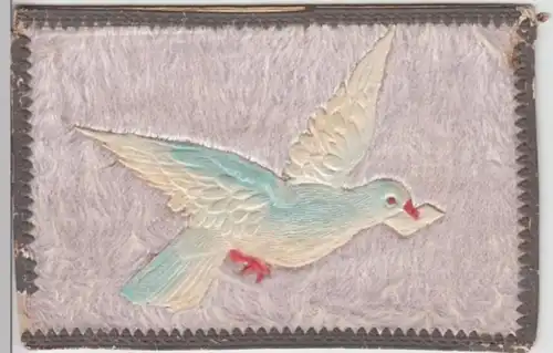 (3281) AK Taube mit Brief, Karte mit Motiv u. Stoff beklebt 1906