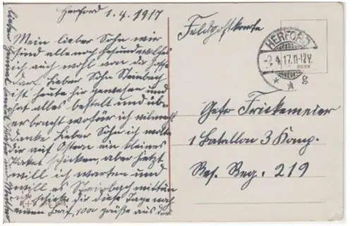 (3260) AK Ostern, Kirche, Veilchen, Feldpost 1917