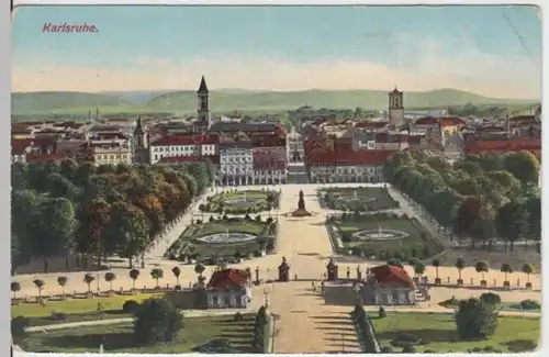 (3250) AK Karlsruhe, B.-Württ., Panorama, vor 1945