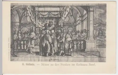 (3240) Künstler AK H. Holbein, Skizze Fresken Rathaus Basel, bis 1905