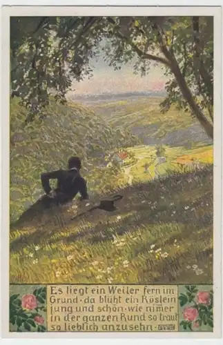 (3209) AK Liedkarte Nr.59, Paul Hey, Es liegt ein Weiler fern.., vor 1945