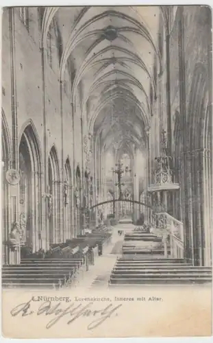 (3182) AK Nürnberg, Lorenzkirche, Inneres 1908