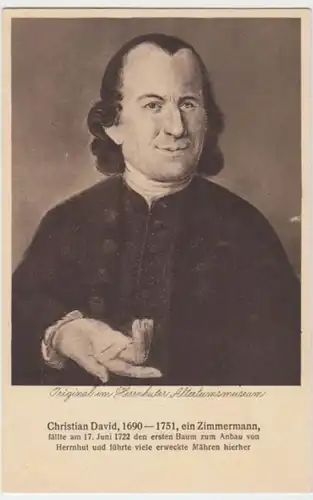 (3136) AK Porträt Christian David, Zimmermann Herrnhut
