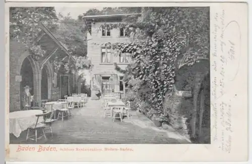 (3092) AK Baden-Baden, Schlossrestaurant Hohenbaden 1899