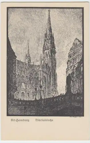 (3087) Künstler AK Karl Bloßfeld, Hamburg, Nikolaikirche