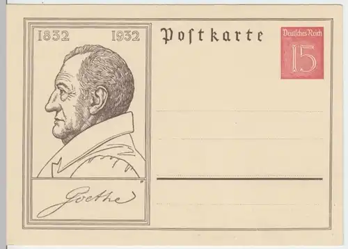 (3007) Postkarte Motivganzsache Goethe, Deutsches Reich 1932