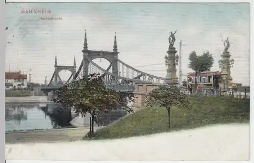 (2924) AK Mannheim, Neckarbrücke 1905