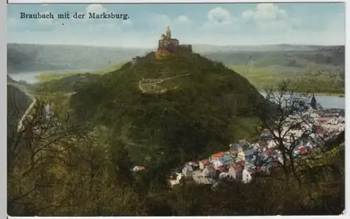 (2903) AK Braubach, Panorama, Marksburg, vor 1945