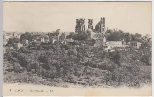 (6085) AK Laon, Panorama, Kathedrale, vor 1945