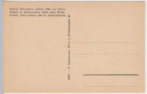 (6078) AK Wien, Schloss Belvedere, vor 1945