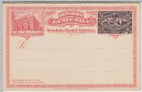 (5996) Motivganzsache Guatemala, unbenutzt mit Antwortkarte 1897