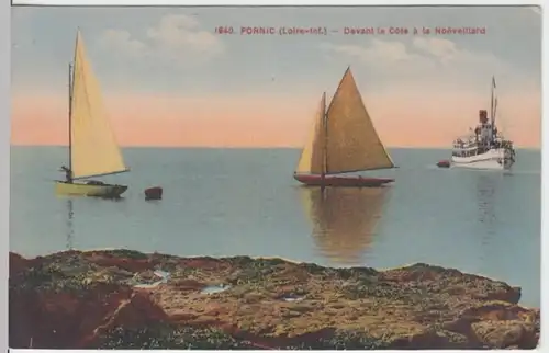 (5993) AK Pornic, Dampfer, Segelboote, Meer, Küste, vor 1945