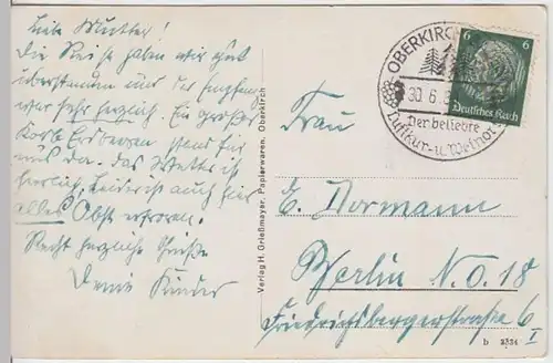 (5988) AK Gaisbach, Oberkirch, Schauenburg, Sonderstempel 1938