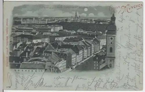 (5900) AK Gruß aus München, Stadtansicht, Mondscheinkarte 1898