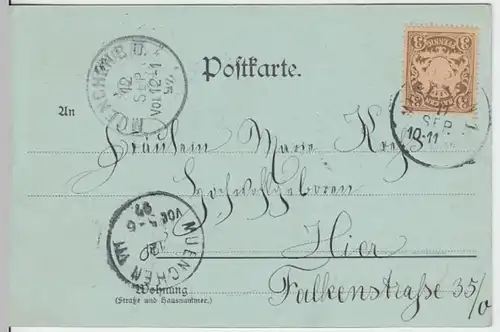 (5895) AK Gruß aus München, Feldherrnhalle, Residenzstr., Mondscheinkarte 1897