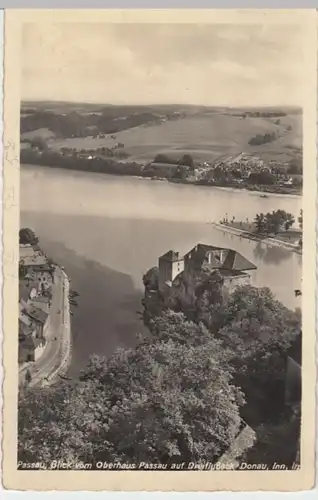 (5851) Foto AK Passau, Zusammenfluss, Niederhaus 1938