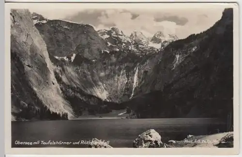 (5842) Foto AK Obersee, Königssee, Schönau, Teufelshörner 1932