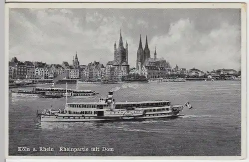 (5840) AK Köln, Rheinpartie mit Dom 1940