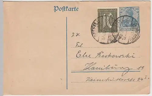 (5816) Ganzsache m. Zusatzfrankatur DR 1921