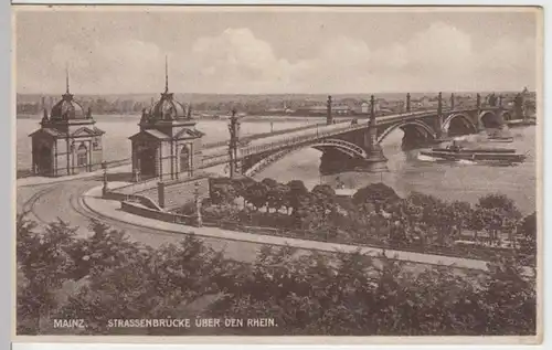 (5770) AK Mainz, Straßenbrücke, Rhein 1927