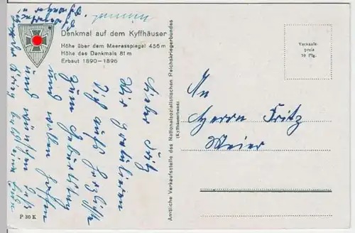 (5725) AK Steinthalleben, Denkmal auf dem Kyffhäuser 1930/40er