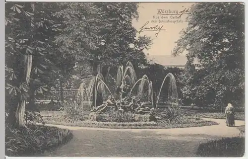 (5645) AK Würzburg, Garten Juliushospital 1906