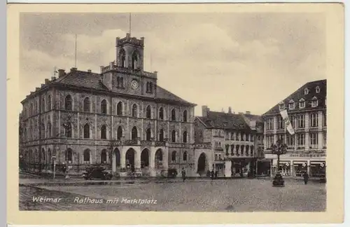 (5619) AK Weimar, Thür., Rathaus, Markt, vor 1945