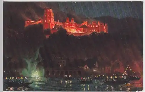 (5534) Künstler AK Heidelberg, Schlossbeleuchtung, vor 1945