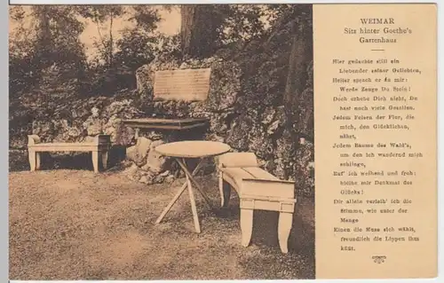 (5511) AK Weimar, Thür., Sitz hinter Goethes Gartenhaus, vor 1945