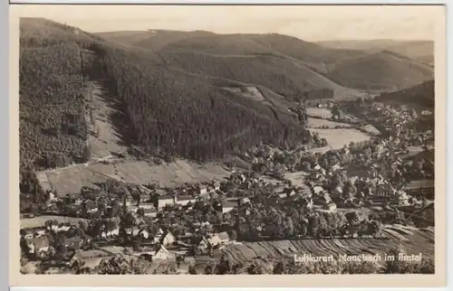 (5502) Foto AK Manebach, Ilmtal, Panorama, Thüringer Wald 1955
