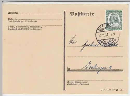 (5374) Postkarte DR Stempel Esslingen 1934